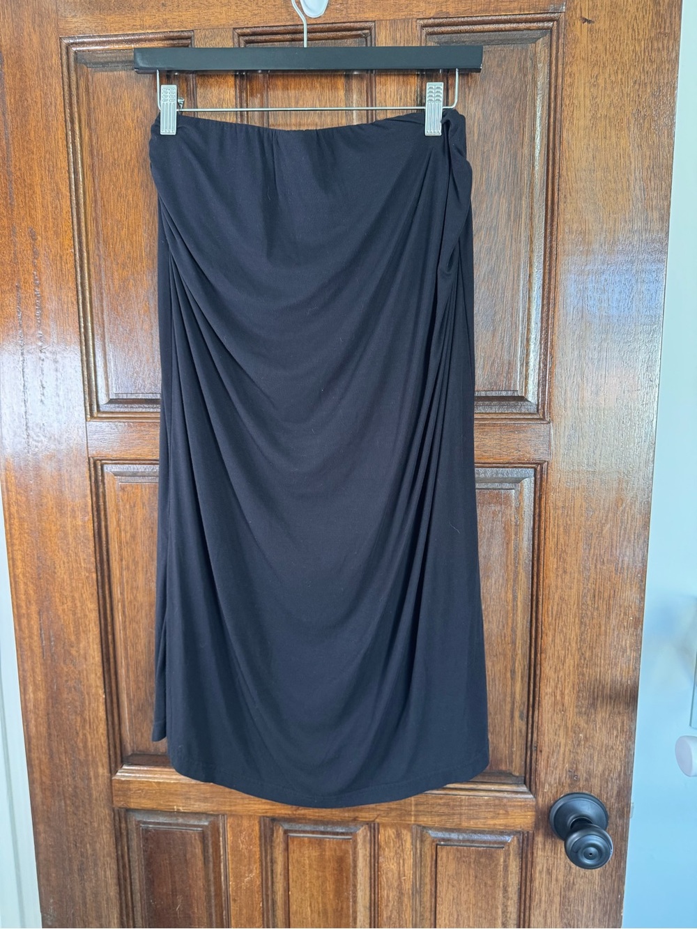 OGL Black Draped Midi Skirt